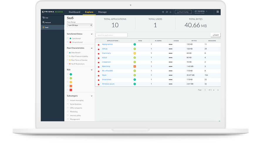 SSE 使用集成的 CASB 来发现和控制数千个现有和新兴 SaaS 应用程序的所有风险。