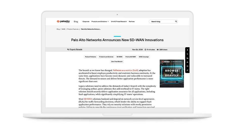 Palo Alto Networks 宣布推出 SD-WAN 创新